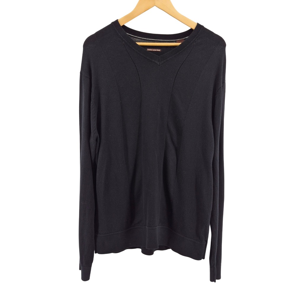 INC International Concepts Black Bamboo Cotton Blend‎ Long Sleeve Sweater Sz L